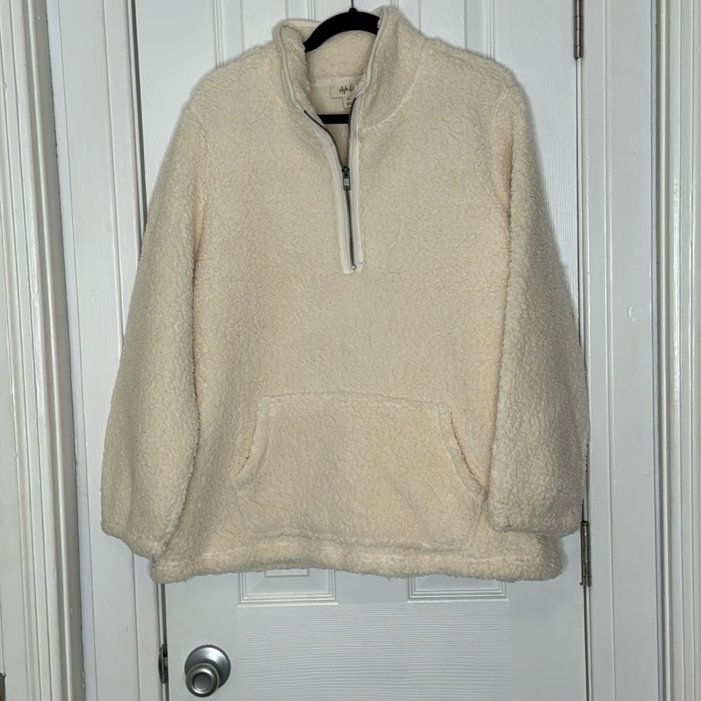 Style & Co 3X, quarter zip, Sherpa, pull over, oversized, camping, cool weather